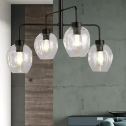 Best Sale Czarna lampa sufitowa na sztywnym zwisie 1164/4 LUKKA | Kaja Żyrandole Nowoczesne