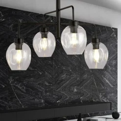 Best Sale Czarna lampa sufitowa na sztywnym zwisie 1164/4 LUKKA | Kaja Żyrandole Nowoczesne