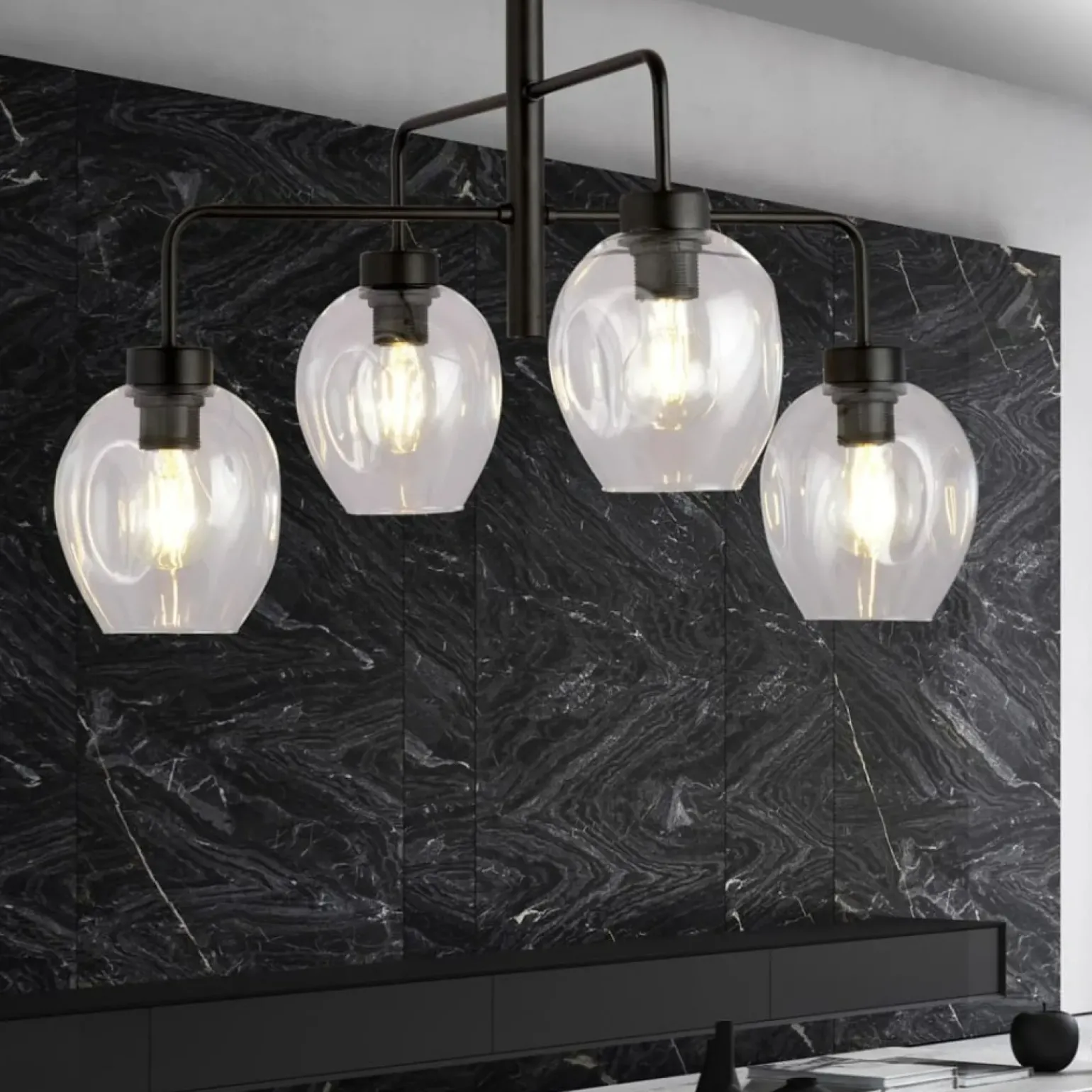 Best Sale Czarna lampa sufitowa na sztywnym zwisie 1164/4 LUKKA | Kaja Żyrandole Nowoczesne