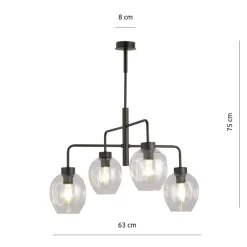 Best Sale Czarna lampa sufitowa na sztywnym zwisie 1164/4 LUKKA | Kaja Żyrandole Nowoczesne
