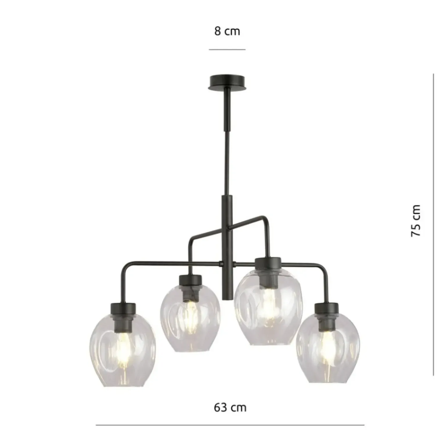 Best Sale Czarna lampa sufitowa na sztywnym zwisie 1164/4 LUKKA | Kaja Żyrandole Nowoczesne