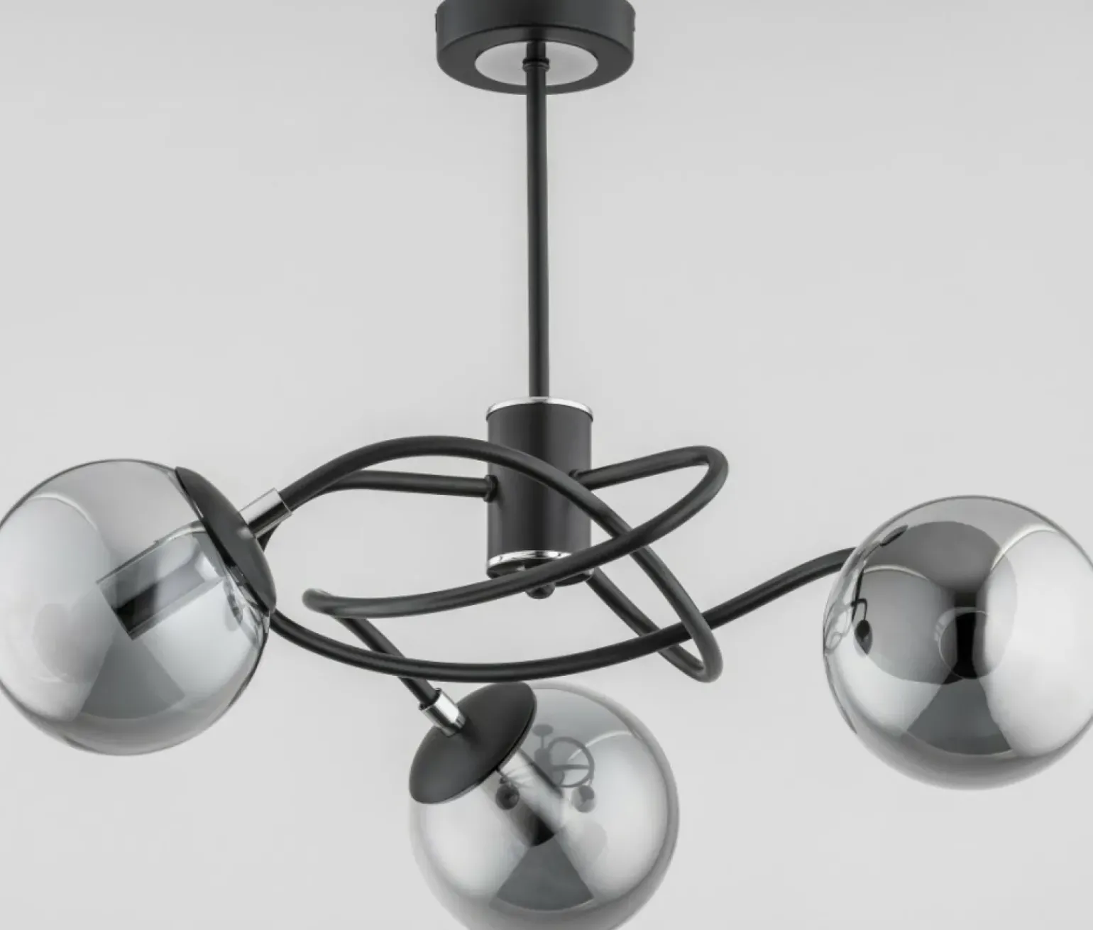 Store Czarna lampa sufitowa z 3 grafitowymi kloszami AL 28353 | Kaja Żyrandole Nowoczesne