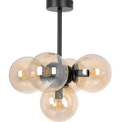 Hot Czarna lampa sufitowa z bursztynowym kloszem K-5367 z serii PIRO Żyrandole Nowoczesne