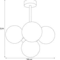 Hot Czarna lampa sufitowa z bursztynowym kloszem K-5367 z serii PIRO Żyrandole Nowoczesne