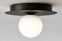 Sklep Kaja Czarna lampa sufitowa z białym kloszem ⌀10 cm K-5438 z serii ROBIN