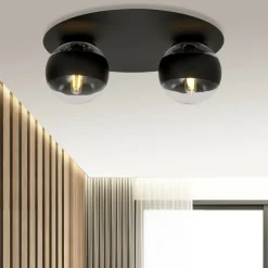 New Czarna lampa sufitowa z dwoma kloszami 1129/2 SOLAR | Kaja Oświetlenie Żyrandole Nowoczesne