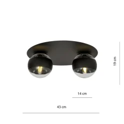 New Czarna lampa sufitowa z dwoma kloszami 1129/2 SOLAR | Kaja Oświetlenie Żyrandole Nowoczesne