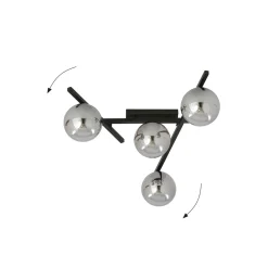 Sklep Kaja Czarna lampa sufitowa z kloszami, do sypialni 1104/4 SMART | Kaja