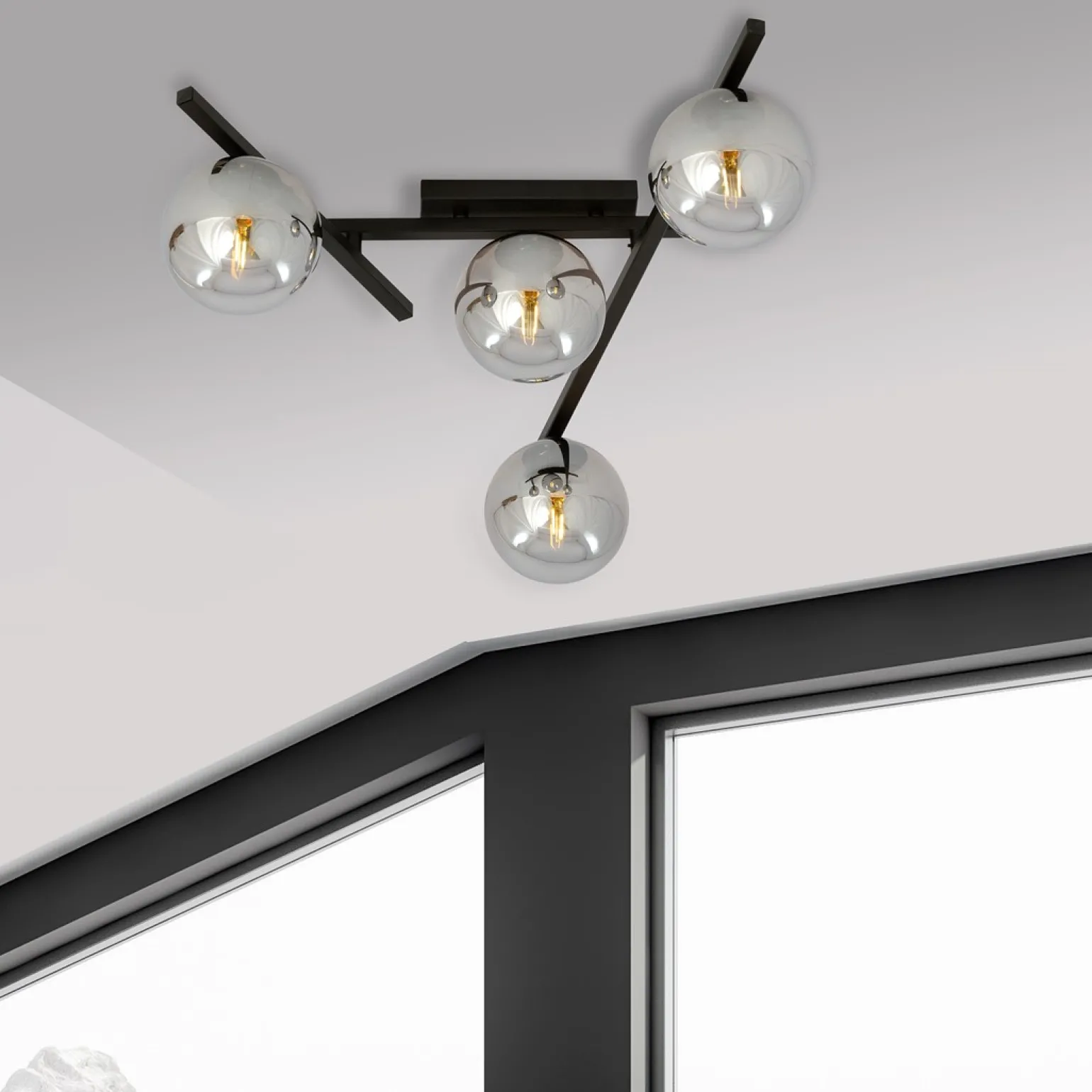 Sklep Kaja Czarna lampa sufitowa z kloszami, do sypialni 1104/4 SMART | Kaja