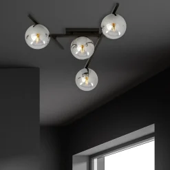 Sklep Kaja Czarna lampa sufitowa z kloszami, do sypialni 1104/4 SMART | Kaja