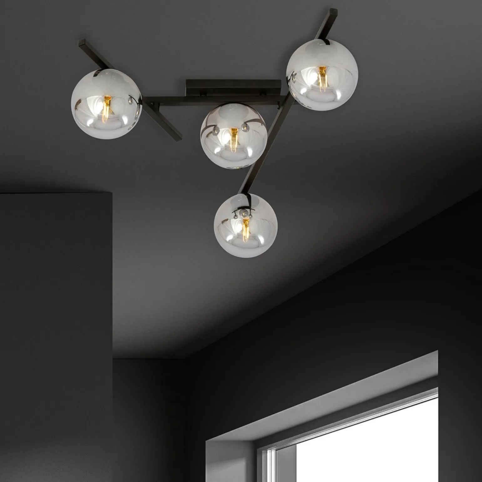 Sklep Kaja Czarna lampa sufitowa z kloszami, do sypialni 1104/4 SMART | Kaja