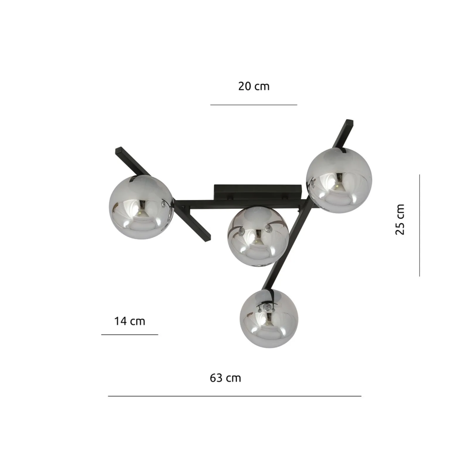 Sklep Kaja Czarna lampa sufitowa z kloszami, do sypialni 1104/4 SMART | Kaja