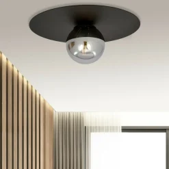 Cheap Czarna lampa sufitowa z lustrzanym kloszem 1128/1 SOLAR | Kaja Żyrandole Nowoczesne