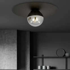 Cheap Czarna lampa sufitowa z lustrzanym kloszem 1128/1 SOLAR | Kaja Żyrandole Nowoczesne