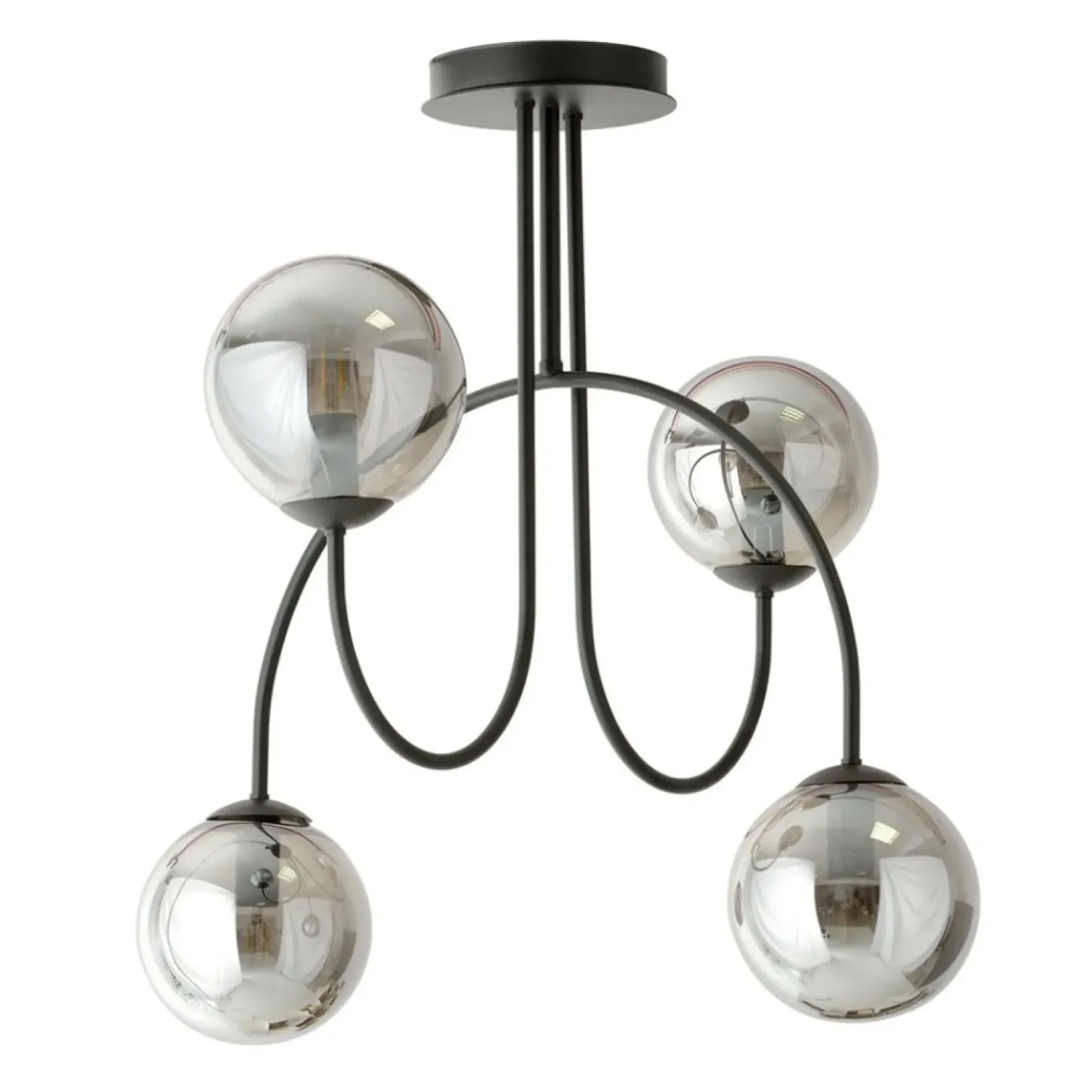 Clearance Czarna lampa sufitowa z lustrzanymi kloszami 1287/4A z serii ARCHI Żyrandole Nowoczesne