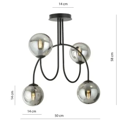 Clearance Czarna lampa sufitowa z lustrzanymi kloszami 1287/4A z serii ARCHI Żyrandole Nowoczesne