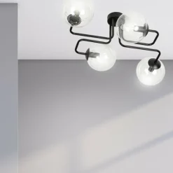 Flash Sale Czarna lampa sufitowa z transparentnymi kloszami 831/4 | Kaja Żyrandole Nowoczesne