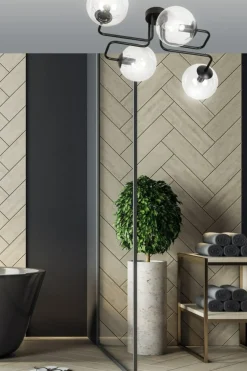 Flash Sale Czarna lampa sufitowa z transparentnymi kloszami 831/4 | Kaja Żyrandole Nowoczesne