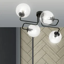 Flash Sale Czarna lampa sufitowa z transparentnymi kloszami 831/4 | Kaja Żyrandole Nowoczesne