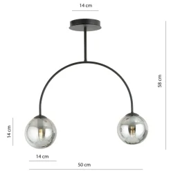 Best Czarna lampa sufitowa z wygiętym w łuk stelażem 1287/2 z serii ARCHI Żyrandole Nowoczesne
