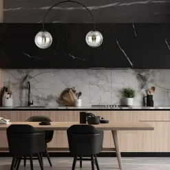 Best Czarna lampa sufitowa z wygiętym w łuk stelażem 1287/2 z serii ARCHI Żyrandole Nowoczesne