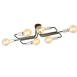 Discount Czarna lampa sufitowa ze srebrnymi oprawkami 1174/6A z serii VEKEN Żyrandole Nowoczesne