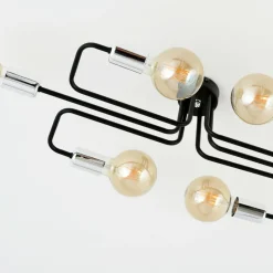 Discount Czarna lampa sufitowa ze srebrnymi oprawkami 1174/6A z serii VEKEN Żyrandole Nowoczesne