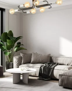 Discount Czarna lampa sufitowa ze srebrnymi oprawkami 1174/6A z serii VEKEN Żyrandole Nowoczesne