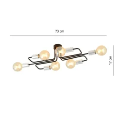 Discount Czarna lampa sufitowa ze srebrnymi oprawkami 1174/6A z serii VEKEN Żyrandole Nowoczesne