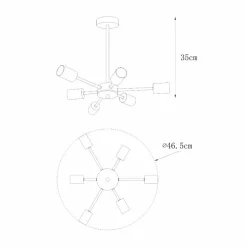 Clearance Czarna lampa sufitowa ze złotymi oprawkami ZM A8100-6 z serii MANDI Żyrandole Nowoczesne