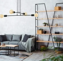 Store Czarna lampa w stylu loftowym na cztery żarówki 696/4 | Kaja Żyrandole Nowoczesne