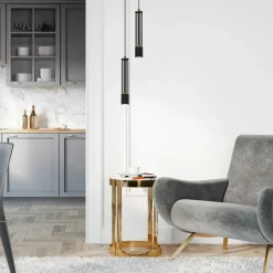 Cheap Czarna lampa wisząca, nowoczesna tuba MLP8409 z serii ESTILO | Kaja Oświetlenie Żyrandole Nowoczesne