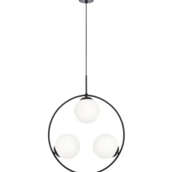 Clearance Czarna lampa wisząca, pionowy okrąg z kloszami K-5103 z serii PARVA Żyrandole Nowoczesne