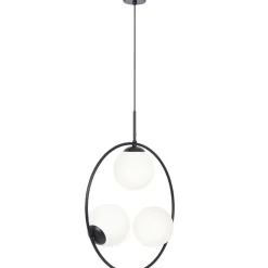 Clearance Czarna lampa wisząca, pionowy okrąg z kloszami K-5103 z serii PARVA Żyrandole Nowoczesne