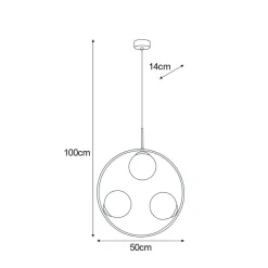 Clearance Czarna lampa wisząca, pionowy okrąg z kloszami K-5103 z serii PARVA Żyrandole Nowoczesne