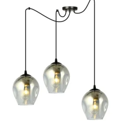 New Czarna lampa wisząca typu pająk, ciemne klosze 757/3 LEVEL | Kaja Żyrandole Nowoczesne