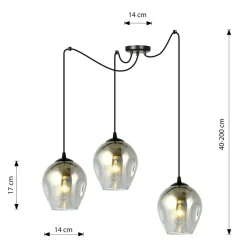 New Czarna lampa wisząca typu pająk, ciemne klosze 757/3 LEVEL | Kaja Żyrandole Nowoczesne