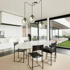 New Czarna lampa wisząca typu pająk, ciemne klosze 757/3 LEVEL | Kaja Żyrandole Nowoczesne