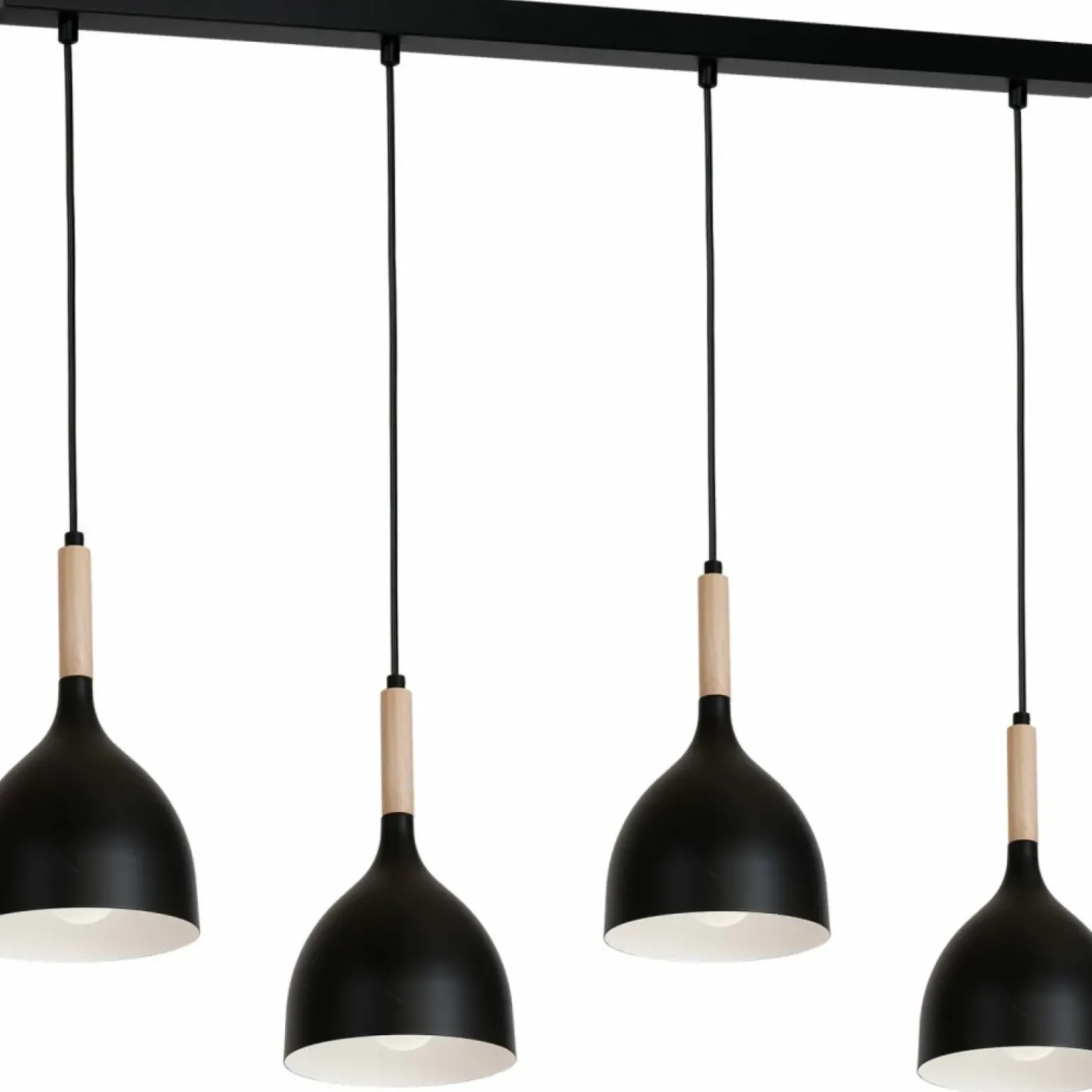 Online Czarna lampa wisząca z 4 punktami świetlnymi LX 1876 z serii NOAK WOOD Żyrandole Nowoczesne