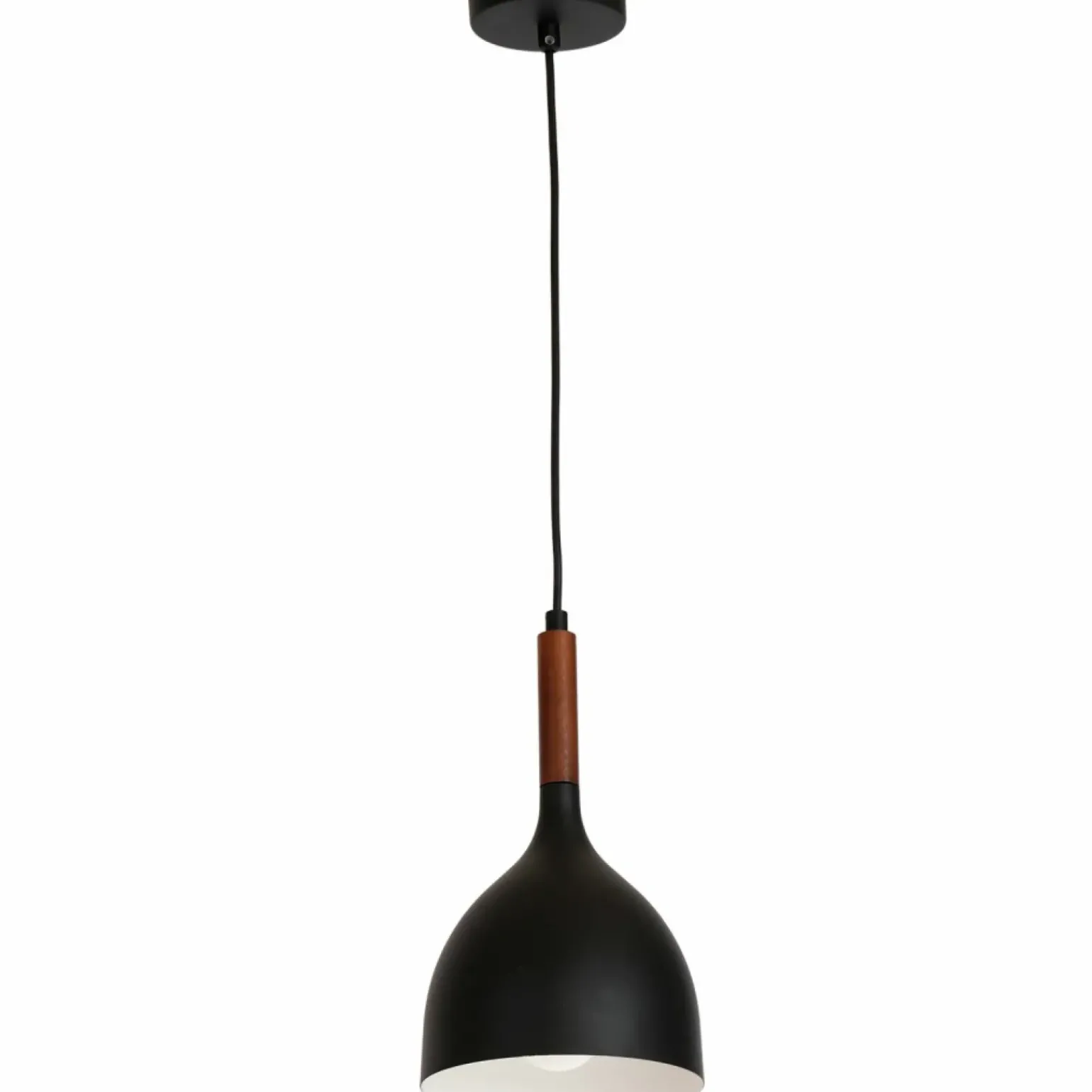 Flash Sale Czarna lampa wisząca z białym wnętrzem LX 1389 z serii NOAK WOOD Żyrandole Nowoczesne