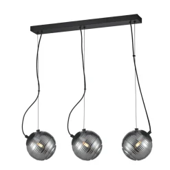 Best Czarna lampa wisząca z ciemnymi kloszami PND-92389-3L-BK PERONA | Kaja Żyrandole Nowoczesne