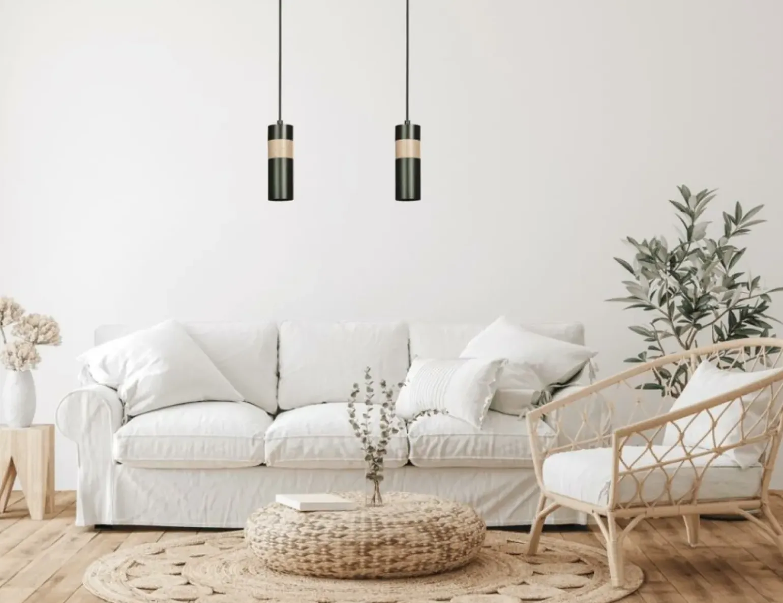 Online Czarna lampa wisząca z drewnianym elementem 732/1 z serii AKA Żyrandole Nowoczesne