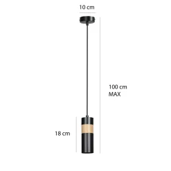 Online Czarna lampa wisząca z drewnianym elementem 732/1 z serii AKA Żyrandole Nowoczesne