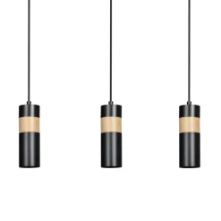 New Czarna lampa wisząca z drewnianym zdobieniem 732/3 z serii AKA Żyrandole Nowoczesne