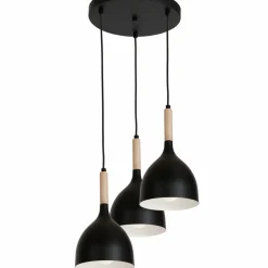 Cheap Czarna lampa wisząca z drewnianą dekoracją LX 1192 z serii NOAK WOOD Żyrandole Nowoczesne