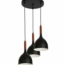 Sale Czarna lampa wisząca, z drewnianym elementem LX 1390 z serii NOAK WOOD Żyrandole Nowoczesne