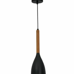 Cheap Czarna lampa wisząca z drewnianym zdobieniem LX 3175 z serii MUZA NEW Żyrandole Nowoczesne