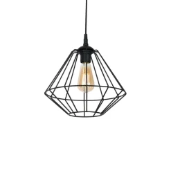 Store Czarna lampa wisząca z drucianym kloszem MLP4789 COLIN | Kaja Żyrandole Nowoczesne
