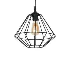 Store Czarna lampa wisząca z drucianym kloszem MLP4789 COLIN | Kaja Żyrandole Nowoczesne