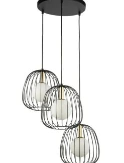 Best Sale Czarna lampa wisząca z drucianymi abażurami SIG 40729 BELL | Kaja Żyrandole Nowoczesne